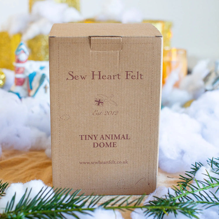 Gold Blocked Heart Glass Display Dome Sew Heart Felt