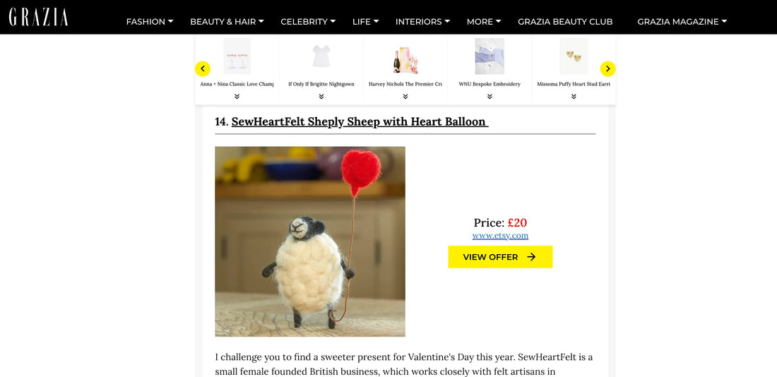 Grazia Magazine Sew Heart Felt