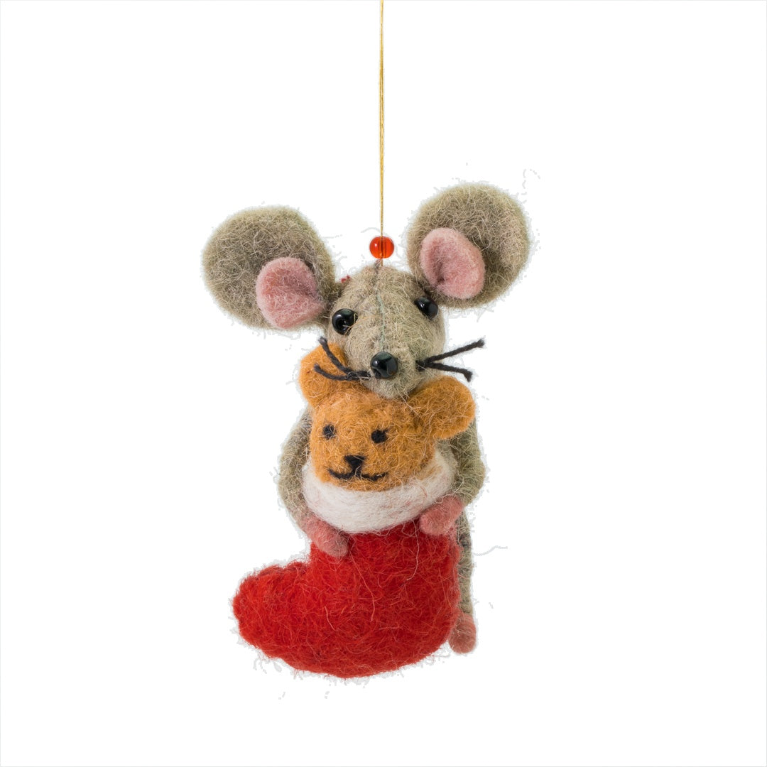 Baby Mouse with Big Bear and Stocking Decoration Sew Heart Felt