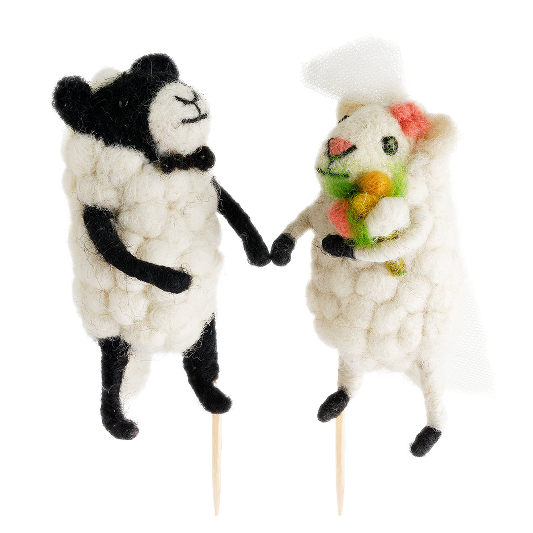 Sheep Couple Wedding Cake Topper