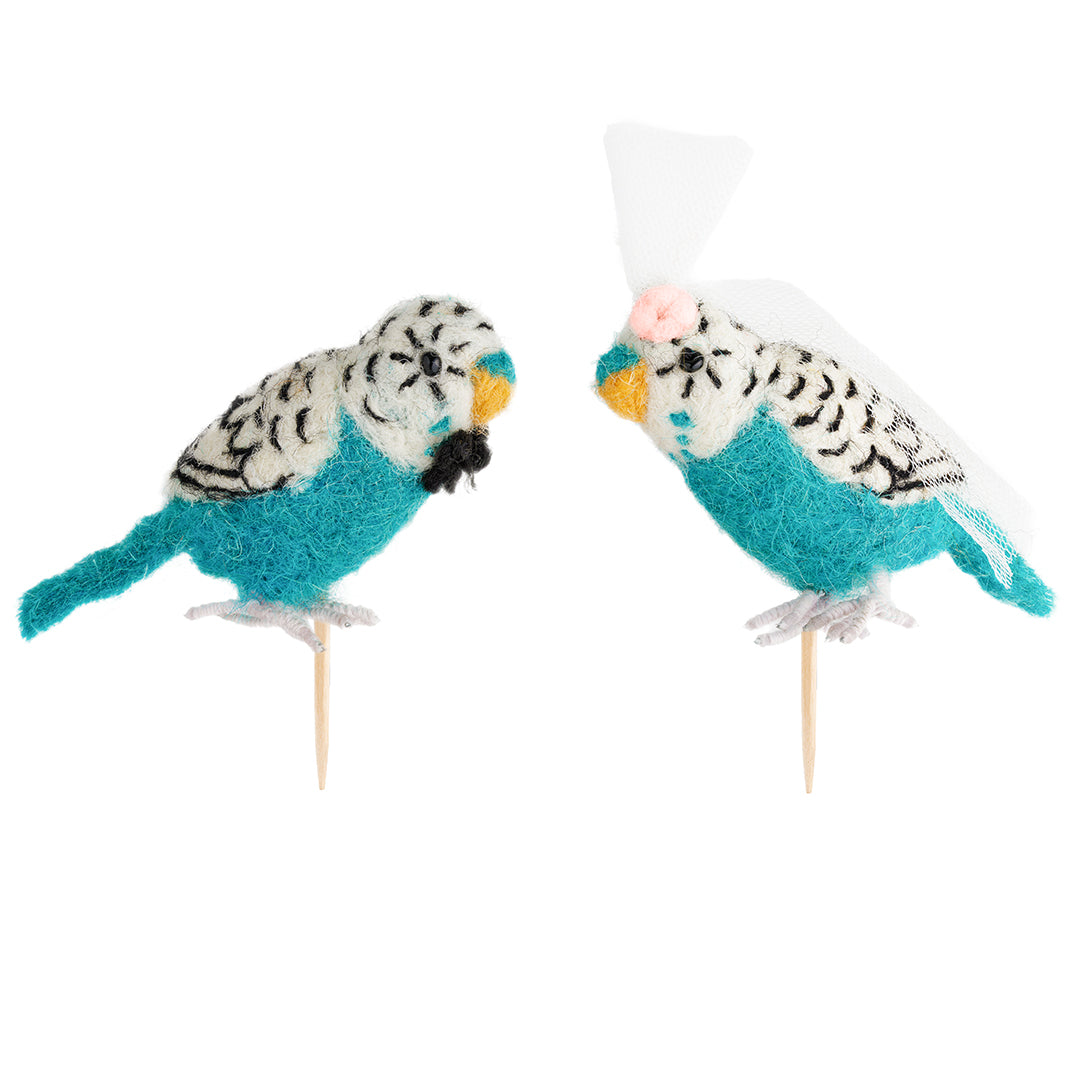 Budgie Couple Wedding Cake Topper