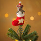 Mouse in Christmas Stocking Tree Topper