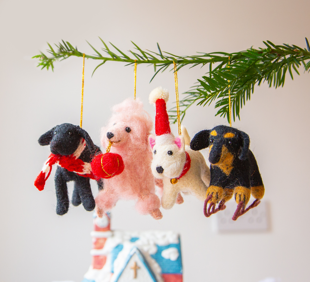 Felt dog ornaments best sale