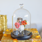 Gold Blocked Heart Glass Display Dome