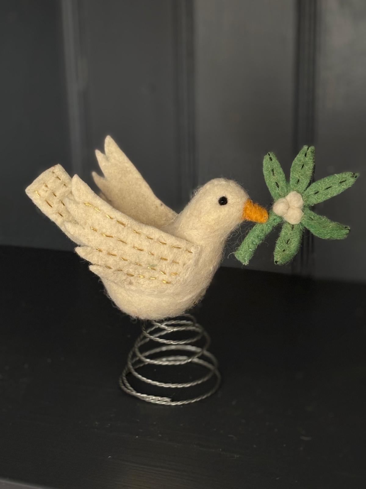 Mistletoe Peace Dove Tree Topper