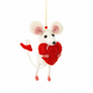 Mouse Hugging Heart Decoration Sew Heart Felt