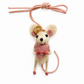 Pip Squeak Mouse handmade felt bag charm holding a pink heart by Sew Heart Felt