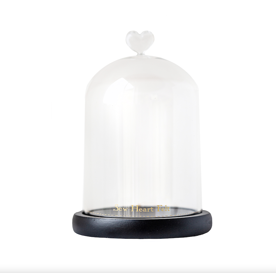 Gold Blocked Heart Glass Display Dome
