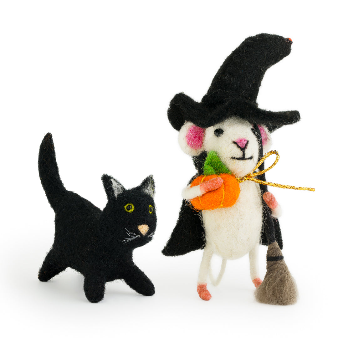 Halloween Witch Mouse and Black Cat Bundle