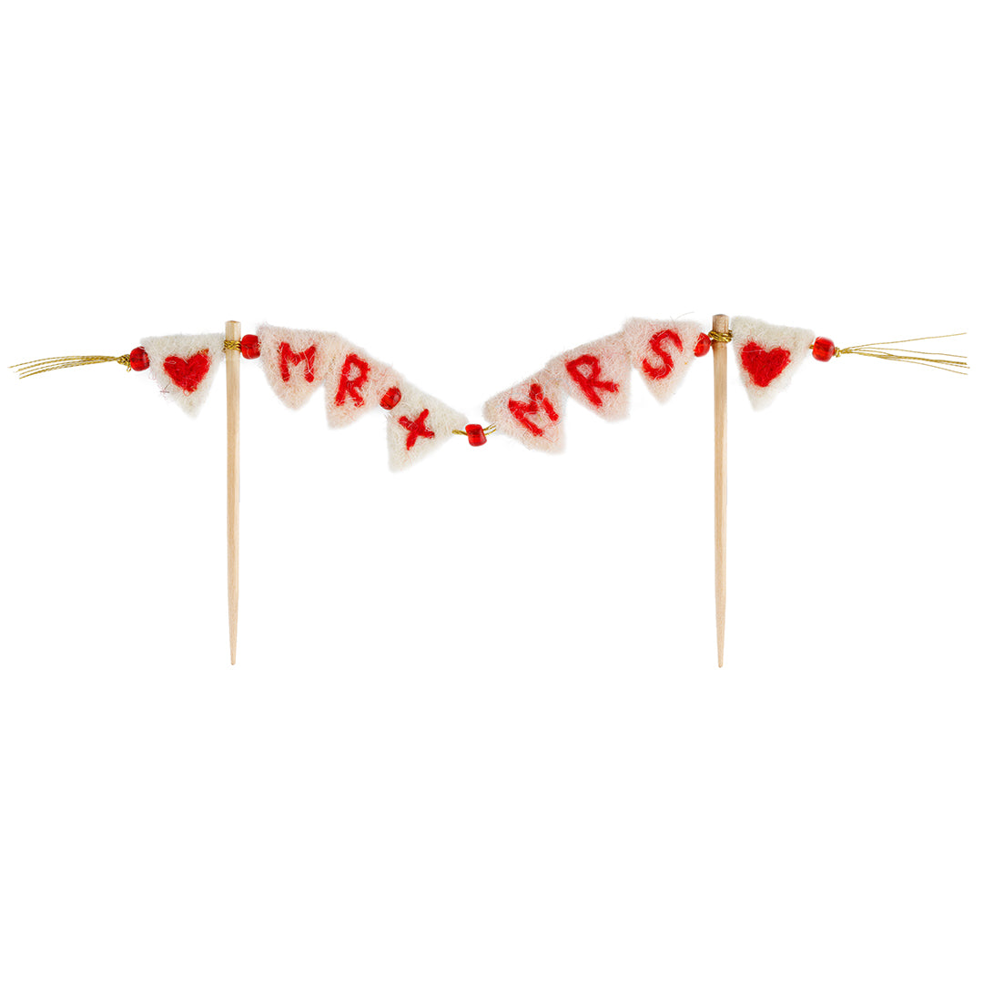 Mr & Mrs Bunting Wedding Cake Topper