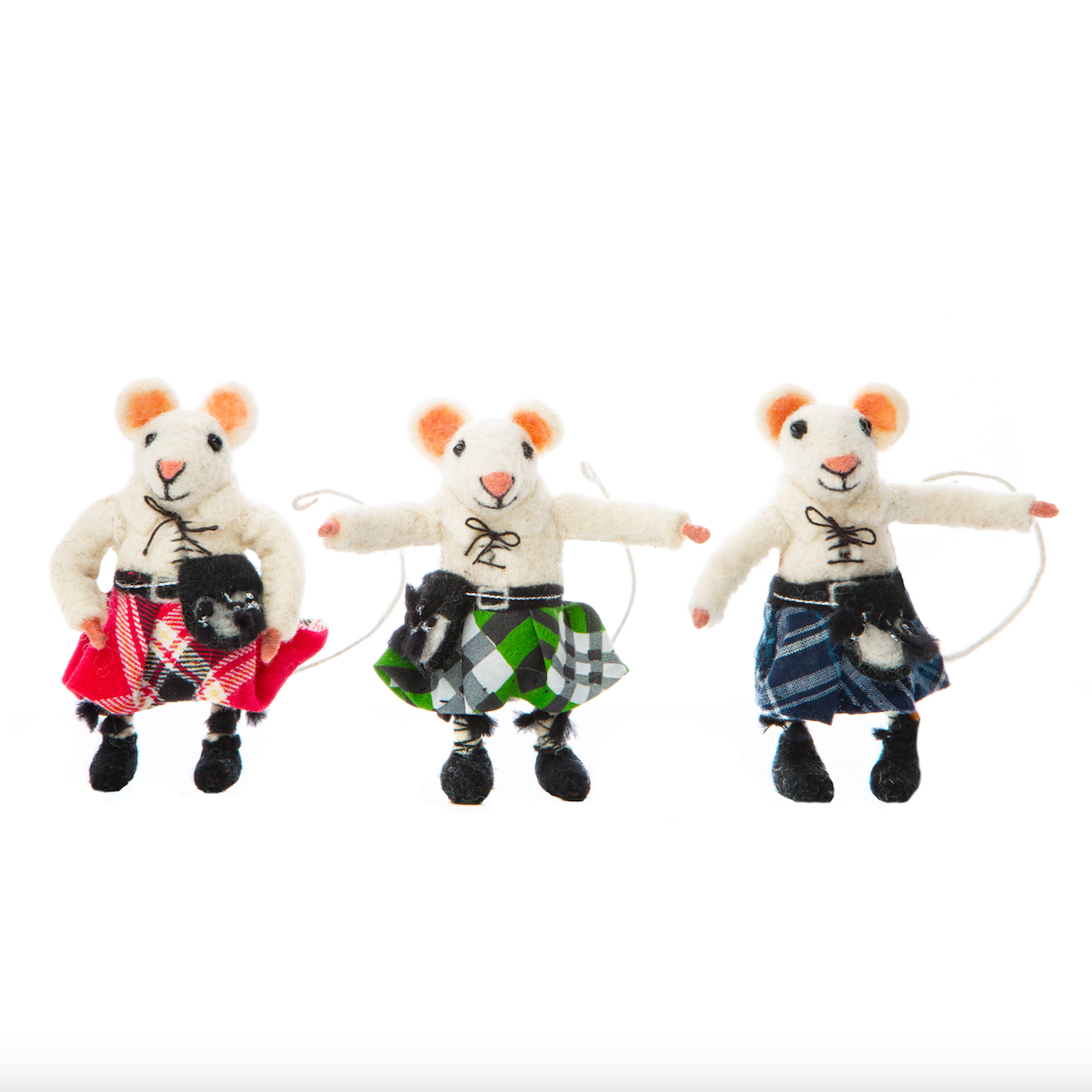 Three Scottish Kilted Mice