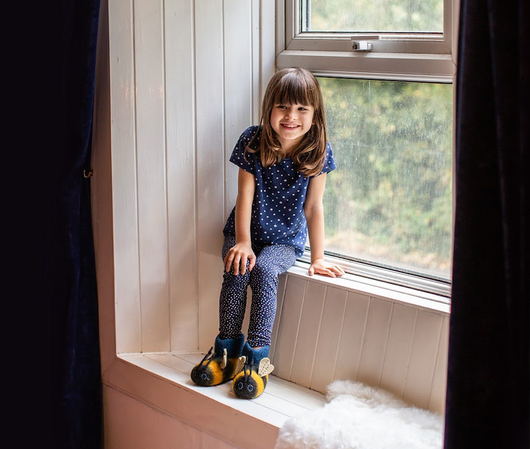 Kids Buzzy Bee Slippers Sew Heart Felt